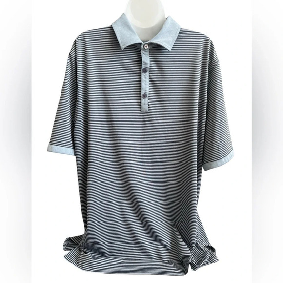 Men’s Footjoy Performance Golf Polo, Gray Striped, Size Large - Picture 2 of 9